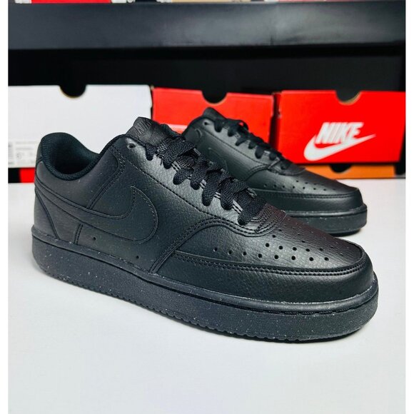 Nike Court Vision Low NN Triple Black Sneakers unisex DH2987-002 WMNS 7.5 MENS 6 - Picture 2 of 6